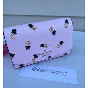 Kate Spade Staci Pineapple Printed Small Flap Crossbody  Pink Multi